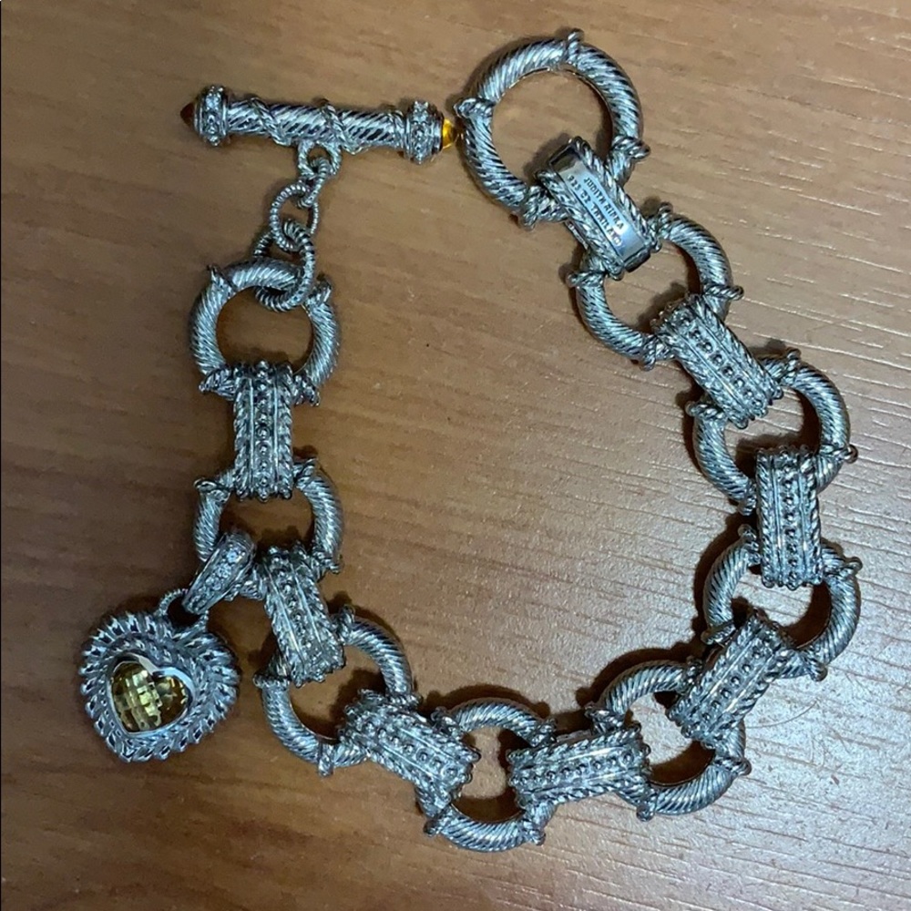 Judith Ripka Sterling Heart Charm Toggle Bracelet - Picture 2 of 5